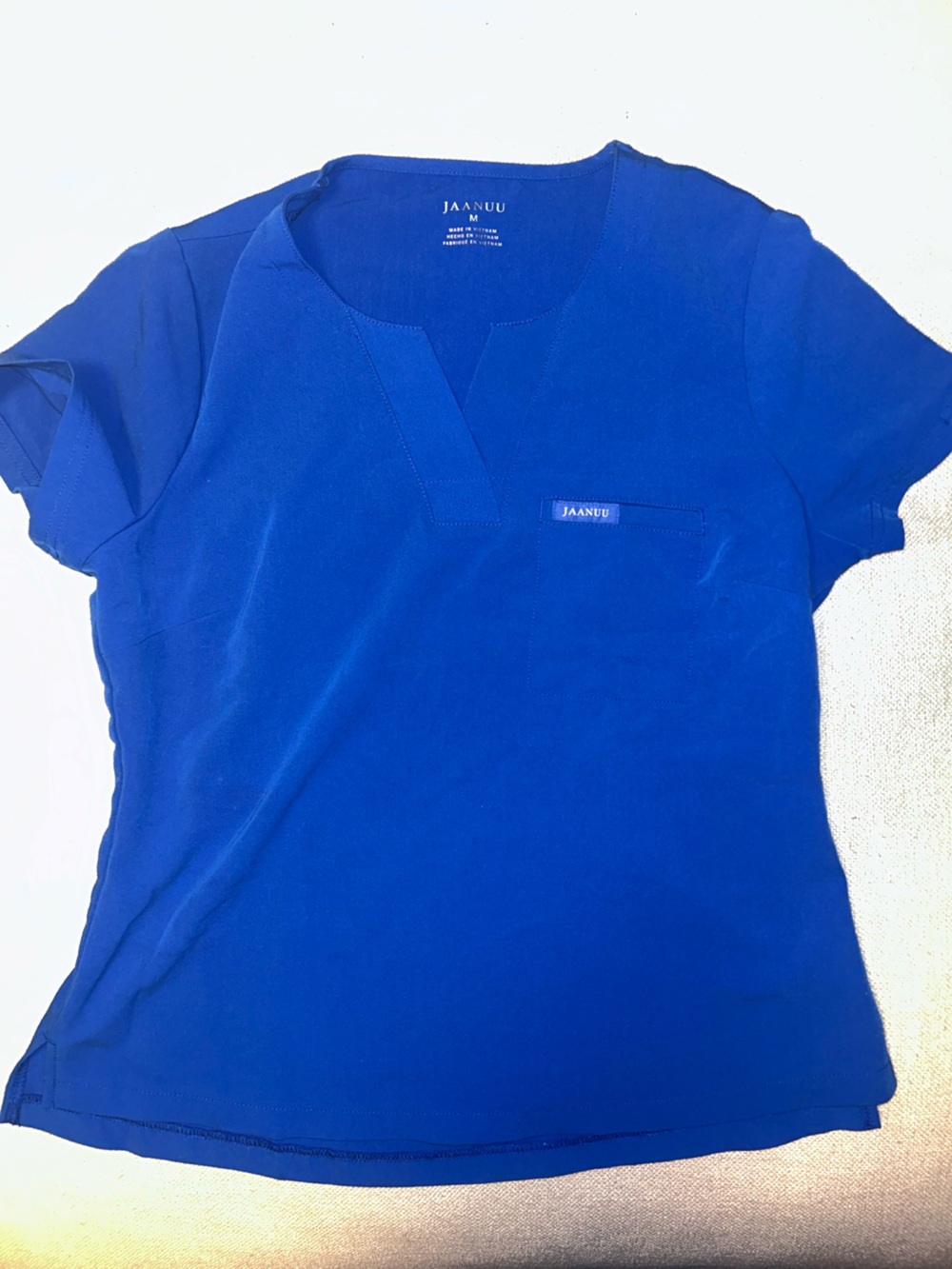 Jaanuu Cobalt Blue Short Sleeve Pocket Scrub Top - Womens